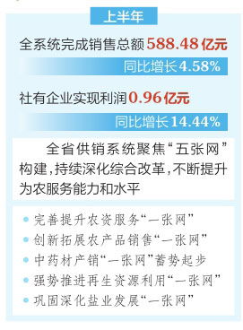 上半年 山西省供銷(xiāo)系統(tǒng)完成銷(xiāo)售總額588.48億元